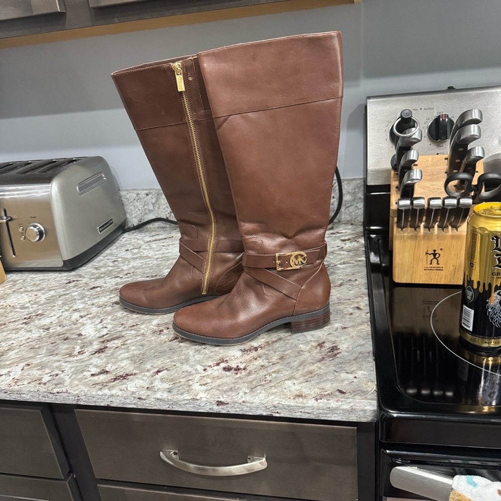 Michael Kors Brown Combat & Moto Boots 6.5